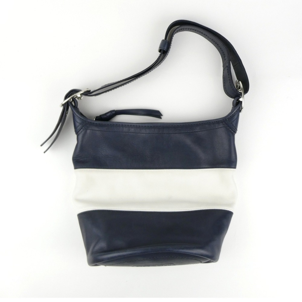 Coach Navy Chalk Leather Bucket Bag F13357 - Picture 7 of 16